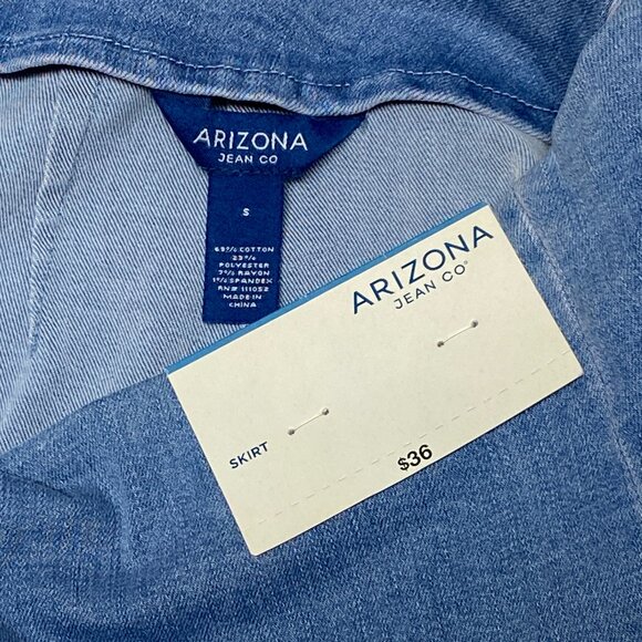 Arizona Jean Co A-Line Front Split Denim Mini Skirt Medium Blue Wash S NWT - Picture 8 of 9